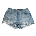 Levi's Women's Light Wash 501 Original Distressed High Rise Denim Shorts - 28