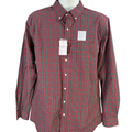 Croft & Barrow Men's Red/Blue Plaid Long Sleeve Button Up Shirt - L Tall