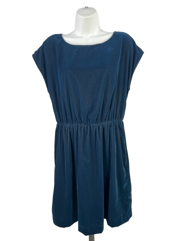 Gap Women's Navy Blue Velvet Short Cap Sleeve Mini Dress - S