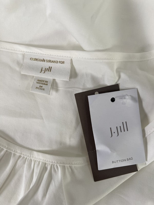 J. Jill x Christian Siriano Women’s White Loose Fit Blouse - Petite MP image 3