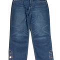 White House Black Market Womens Medium Wash Button Ankle Slim Cropped Jeans - 14