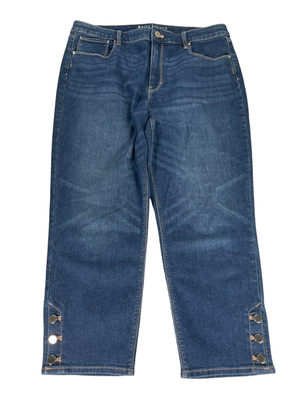 White House Black Market Womens Medium Wash Button Ankle Slim Cropped Jeans - 14
