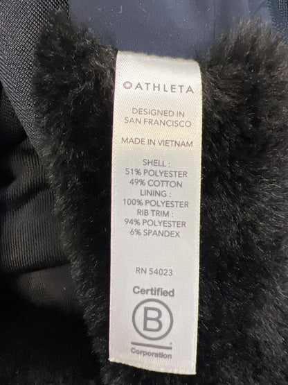 Athleta Women's Navy Blue Triumph Luxe Shine Faux Fur Zip Up Hoodie Jacket - XL image 4