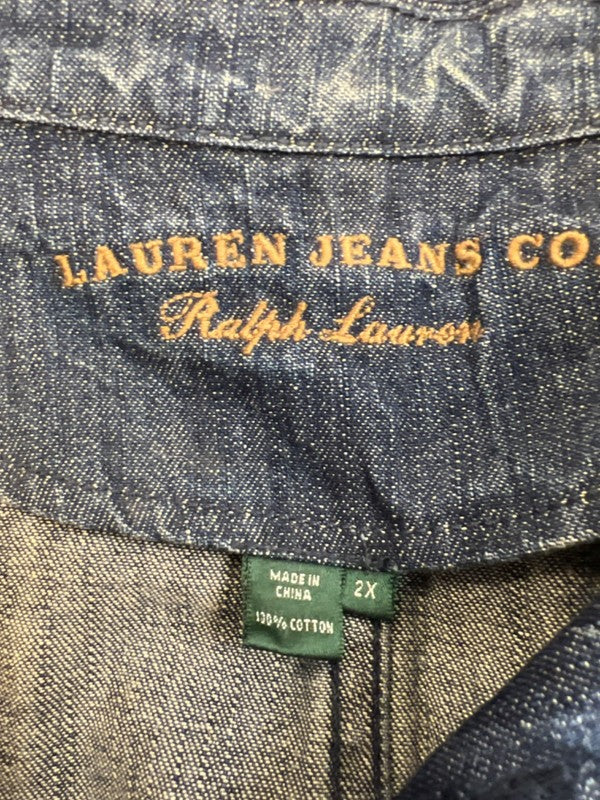Lauren Ralph Lauren Women's Blue/Medium Wash Denim Jacket - Plus 2X image 3