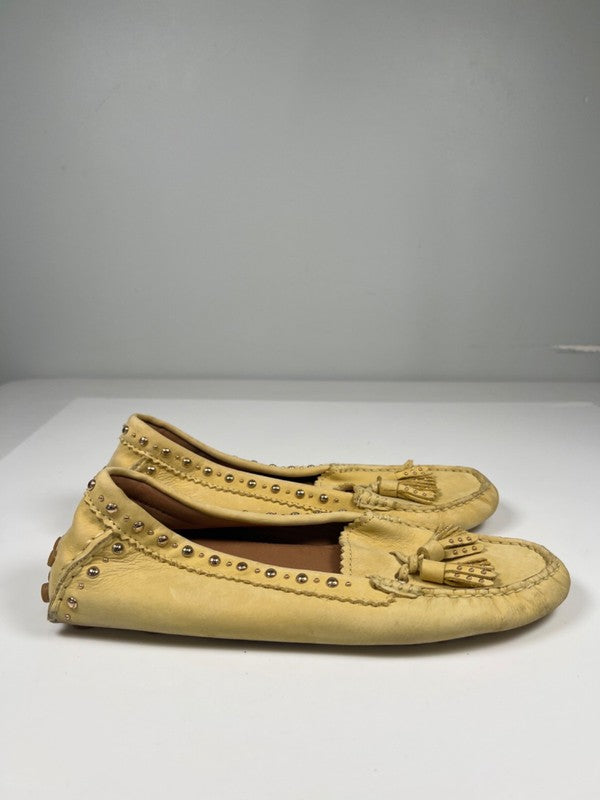 Coach Women's Yellow Norfolk Embellished Tassle Moccasin Loafers - 39/US 7