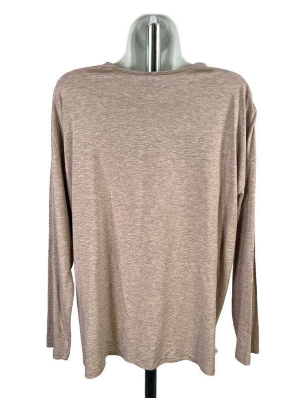 J Jill Women's Tan Heather Basic Long Sleeve Tee Shirt - L image 2