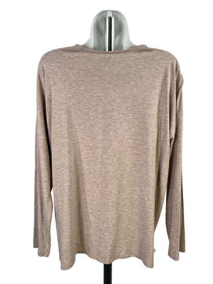 J Jill Women's Tan Heather Basic Long Sleeve Tee Shirt - L image 2