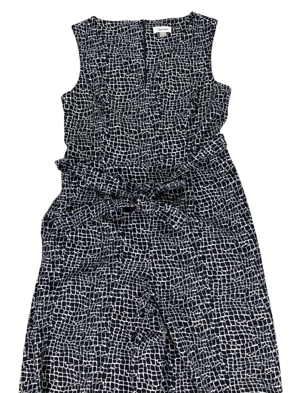 Calvin Klein Women's Blue/White Sleeveless Jumpsuit - 12
