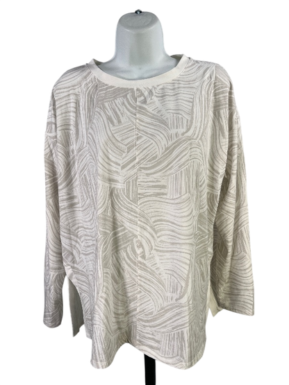 Garnet Hill Women's White/Gray Long Sleeve T-Shirt - M