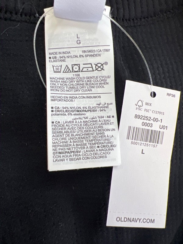 Old Navy Women's Black Ribbed High Neck Seamless Cropped Tank Top - L image 4