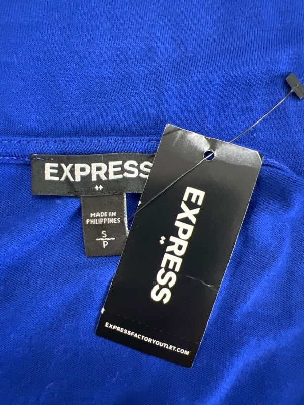 Express Women's Blue Ruched Drape Front Sleeveless Blouse - S image 3