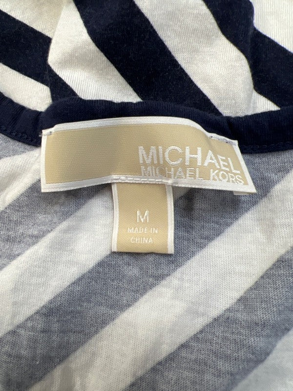 Michael Kors Women's Blue/White Striped Cap Sleeve Tee Shirt - M image 3