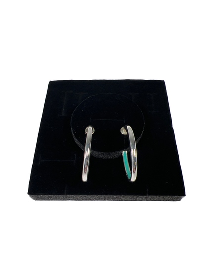 Jenny Bird Women's Silver Tone/Blue Hoop Earrings