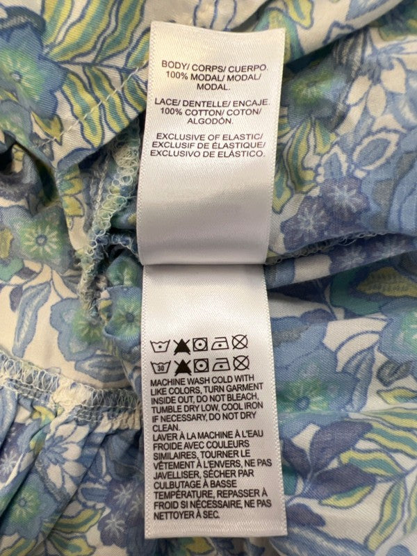 Lucky Brand Women's Blue/Green Floral Ruffle Button Up Sleeveless Blouse - S image 4