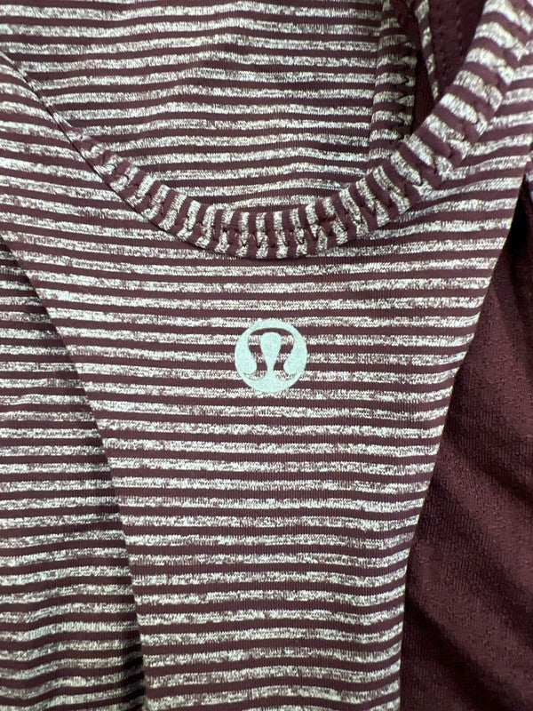 Lululemon Women’s Burgundy Stripe Turbo Tank W/ Built in Bra - 8 image 3