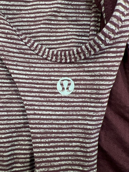 Lululemon Women’s Burgundy Stripe Turbo Tank W/ Built in Bra - 8 image 3