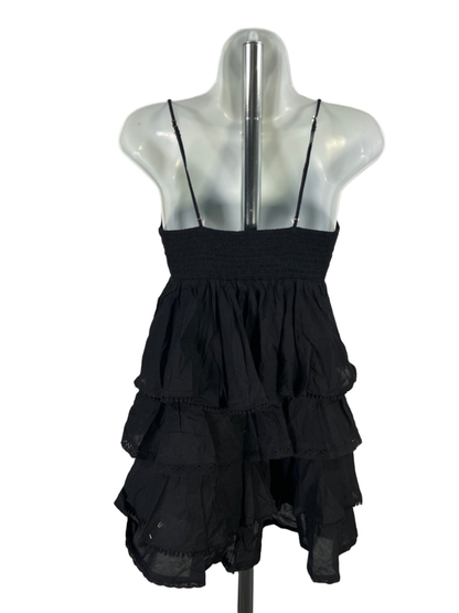 Abercrombie & Fitch Women's Black V Neck Ruffle Tiered Mini Dress - S Petite image 2