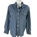 Banana Republic Women's Blue Chambray Western Striped Button Up Shirt - S