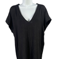 White House Black Market Women's Black V-Neck Sleeveless T-Shirt - L
