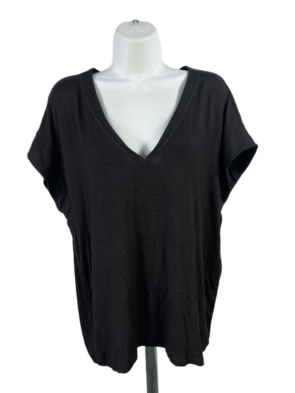 White House Black Market Women's Black V-Neck Sleeveless T-Shirt - L