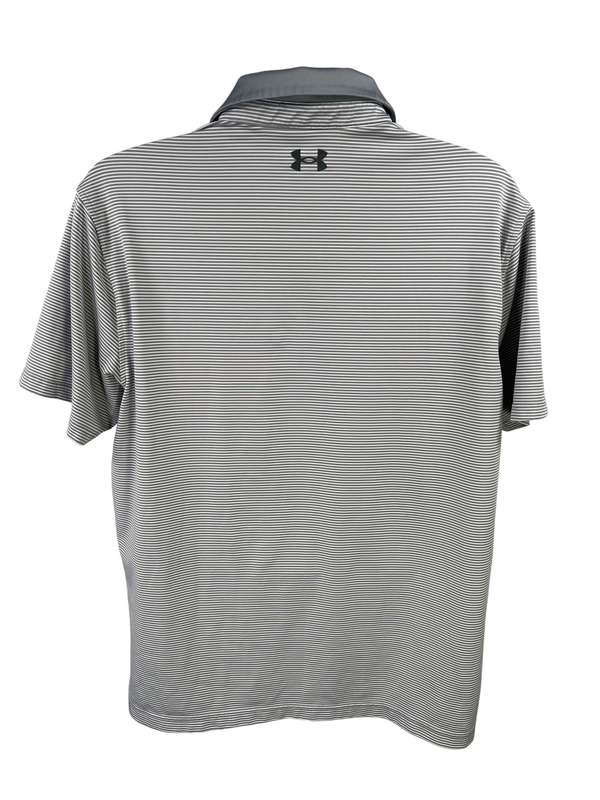 Under Armour Men's Gray Striped Short Sleeve Performance Golf Polo - XL image 2