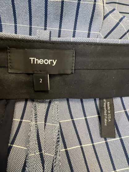 Theory Women's Blue Grid Pattern Treeca Dress Pants - 2 image 3
