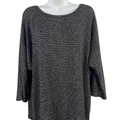 Chico's Women's Black Metallic 3/4 Sleeve Sweater - 3/US XL