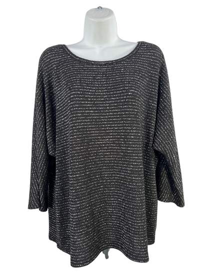 Chico's Women's Black Metallic 3/4 Sleeve Sweater - 3/US XL