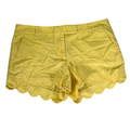 J.Crew Women's Yellow Scallop Hem Linen Shorts - 12