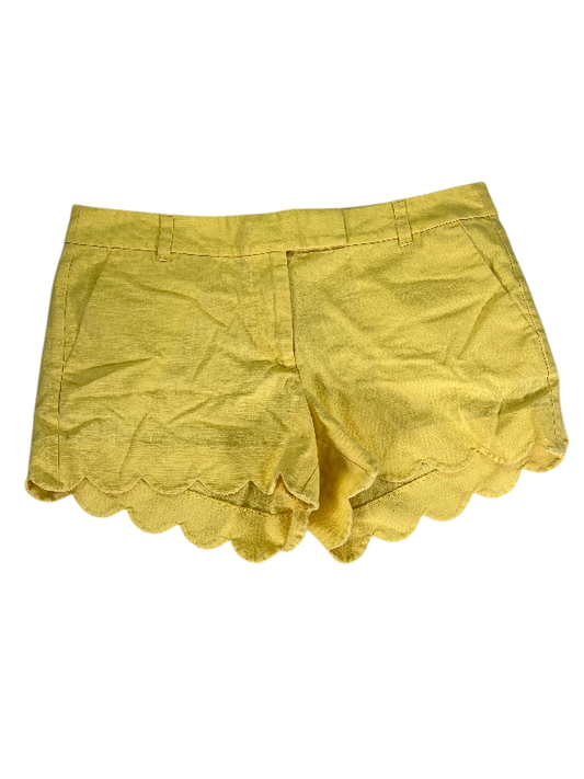 J.Crew Women's Yellow Scallop Hem Linen Shorts - 12