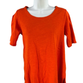 J.Jill Women's Orange Short Sleeve Scoop Neck Side Slit T-Shirt - XS