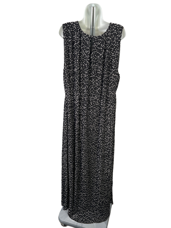 Banana Republic Women's Black/White Polka Dot Pleated Lined Maxi Dress - XL image 2