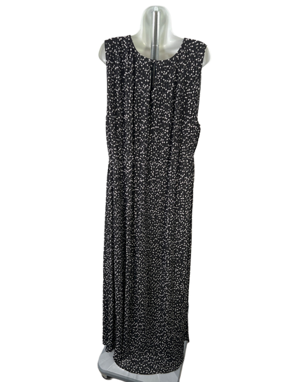 Banana Republic Women's Black/White Polka Dot Pleated Lined Maxi Dress - XL image 2