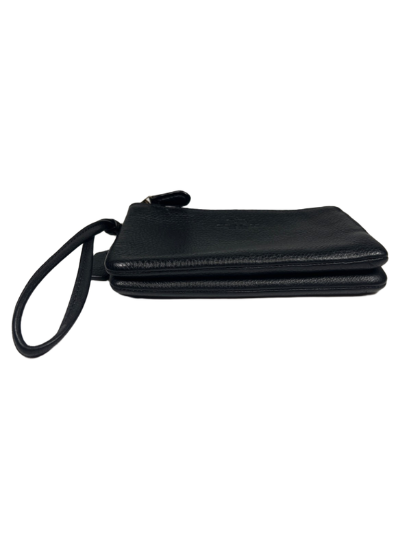 Coach Women's Black Leather Double Zip Wristlet Wallet image 3