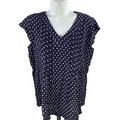 Coldwater Creek Women's Blue Cap Sleeve V-Neck Shirt - Petite S