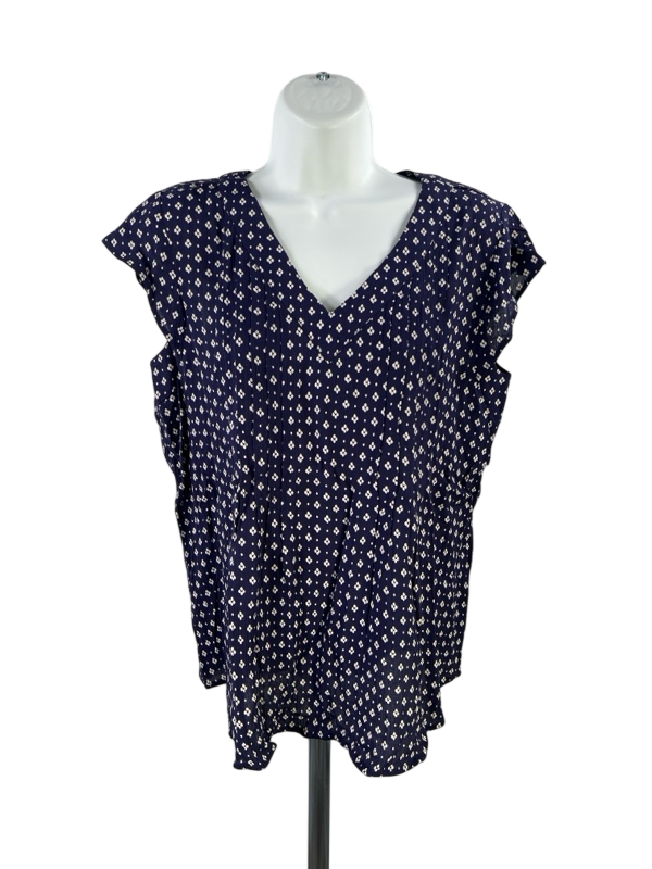 Coldwater Creek Women's Blue Cap Sleeve V-Neck Shirt - Petite S