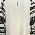 Chico’s Women’s White/Black Long Sleeve Cuffed Sleeve Blouse - 1/US M