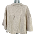 Topshop Women's Beige Linen Blend Short Sleeve Cropped Button Up Shirt - 12