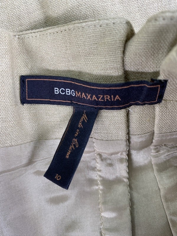BCBGMaxazria Women's Tan Pleated Belted Midi Skirt - 10 image 3