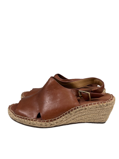 Clarks Artisan Women's Brown Leather Espadrille Slingback Wedge Sandals - 9 image 5