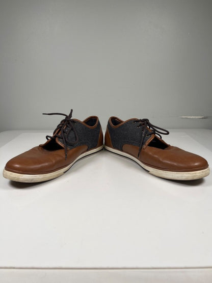 Aldo Men's Brown/Gray Leather Saddle Shoe Lace Up Oxford Sneakers - 13 image 6
