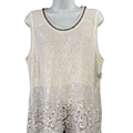Miss Me Women's Ivory/White Crochet Semi-Sheer Sleeveless Blouse - L