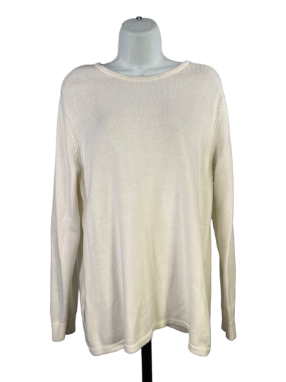 J.Jill Women's White Long Sleeve Slit Tie Side Sweater - L