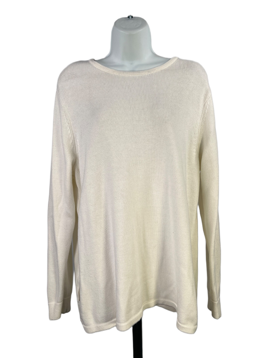 J.Jill Women's White Long Sleeve Slit Tie Side Sweater - L
