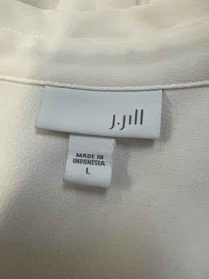 J Jill Women's White/Ivory Button Up Back Pleated Long Sleeve Blouse - L image 3