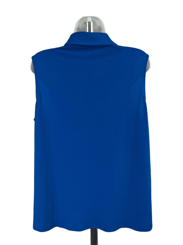 Adrianna Papell Women's Blue V Neck Button Up Sleeveless Blouse - L image 2