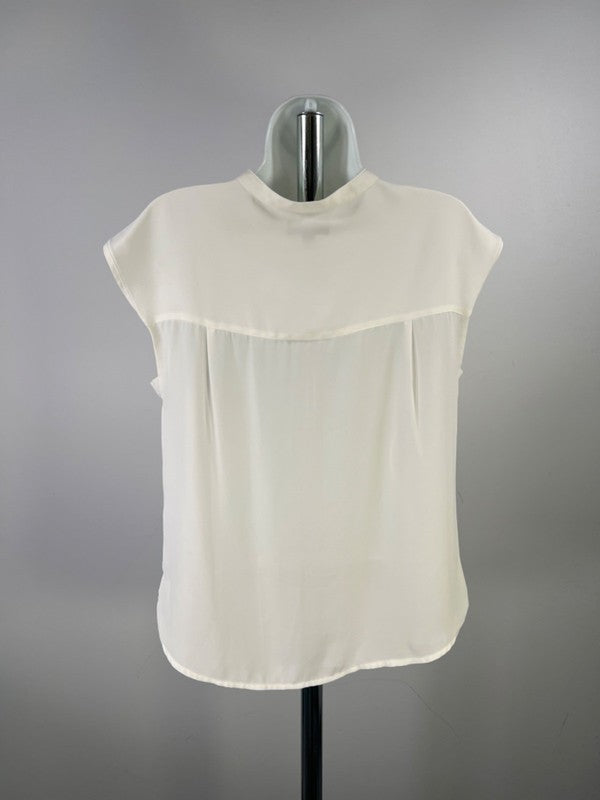 J.Crew 365 Women's White Sleeveless Keyhole Front Semi-Sheer Blouse - S image 2