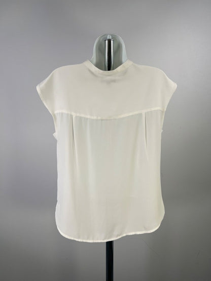 J.Crew 365 Women's White Sleeveless Keyhole Front Semi-Sheer Blouse - S image 2