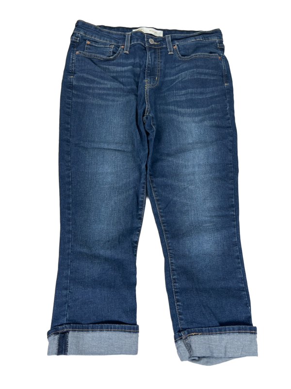 Levi's Women's Dark Wash Signature Mid Rise Cuffed Denim Capri Jeans - 14
