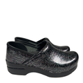 Dansko Women's Black Metallic Patent Leather Professional Work Clogs - 7.5/8